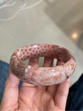 Polished Pink-Red Coral Stone Bracelet